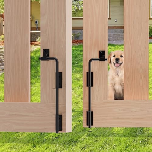 Image of 12 Inch Cane Bolt Gate Drop Rod, Square Heavy Duty Gate Latch, Cane Bolts for Wood Vinyl Metal Fences Gates-(Black Finish,2 Pack)