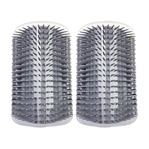 ZBJBinCH 2 Pcs Cat Self Groomer PP Wall Corner Grooming Brush Comfortable Cats Massage Comb for All Long and Short Hair Pet Cats(Gray) Cover
