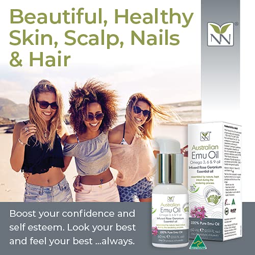 Miniatura 8 de Y-Not Natural - Aceite de emú orgánico farmacéutico 100% puro, 2.0 fl oz, aceite aborigen Omega 3, 6 y 9 de corral libre infundido con geranio rosa