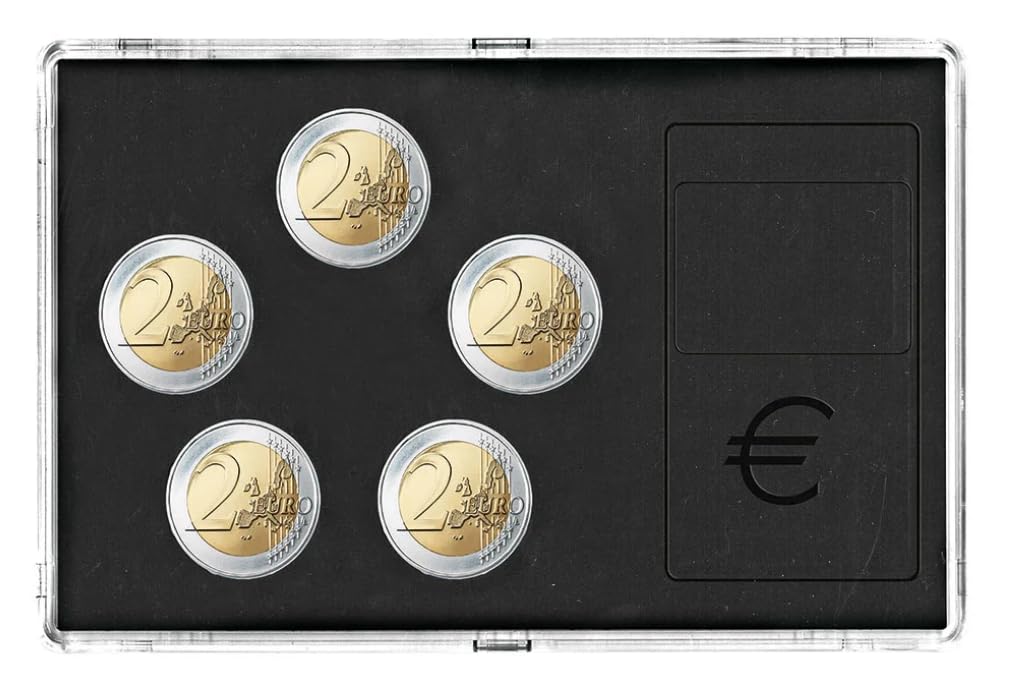 Portamonete Con 5 Scomparti Per Monete Euro | Compatto E Robusto In Plastica Nero - Foto 3