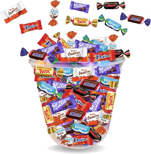 KINDER Schokobons et Mini Bueno, MILKA, Célébration, DAIM | Assortiment de 120 Bonbons au Chocolat | Original Prêt à Offrir
