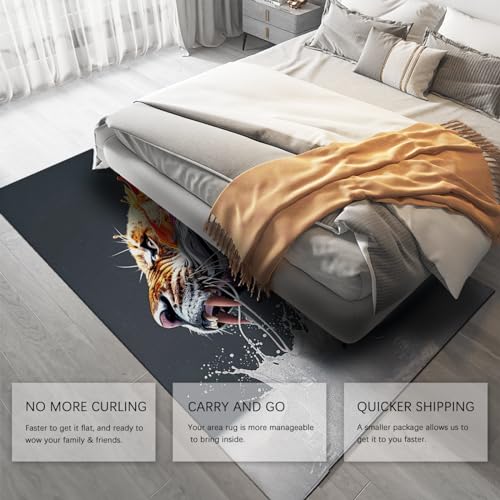 Tapis léopard antidérapant et lavable à poils bas pour chambre - 5