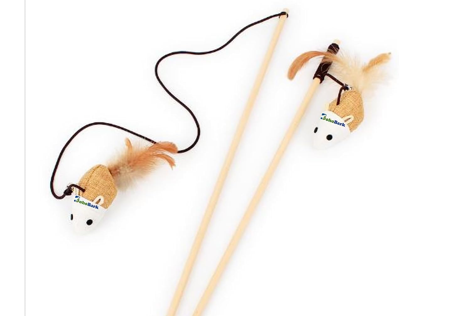 BohoBark Cat Teaser Playing Stick & Feather Interactive Teasing Wand Toy with 45 cm Rod Rope 67cm Pack of 2 (Multicolour) (B0C7LDZ26B) Amazon Price History, Amazon Price Tracker