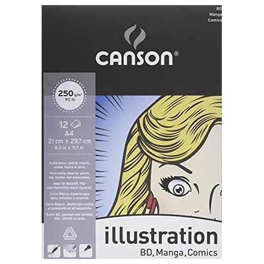 Bloc Encolado, A4, 12 Hojas, Canson Illustration Liso 250g