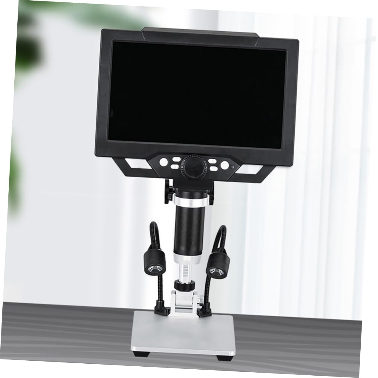 Digitales USB Mikroskop 12mp mit 9-Zoll LCD, Schwarz | 1–1600-fache Vergrößerung, 8-fach Optik, Videoaufnahme, für Münzen, Briefmarken und Elektronik