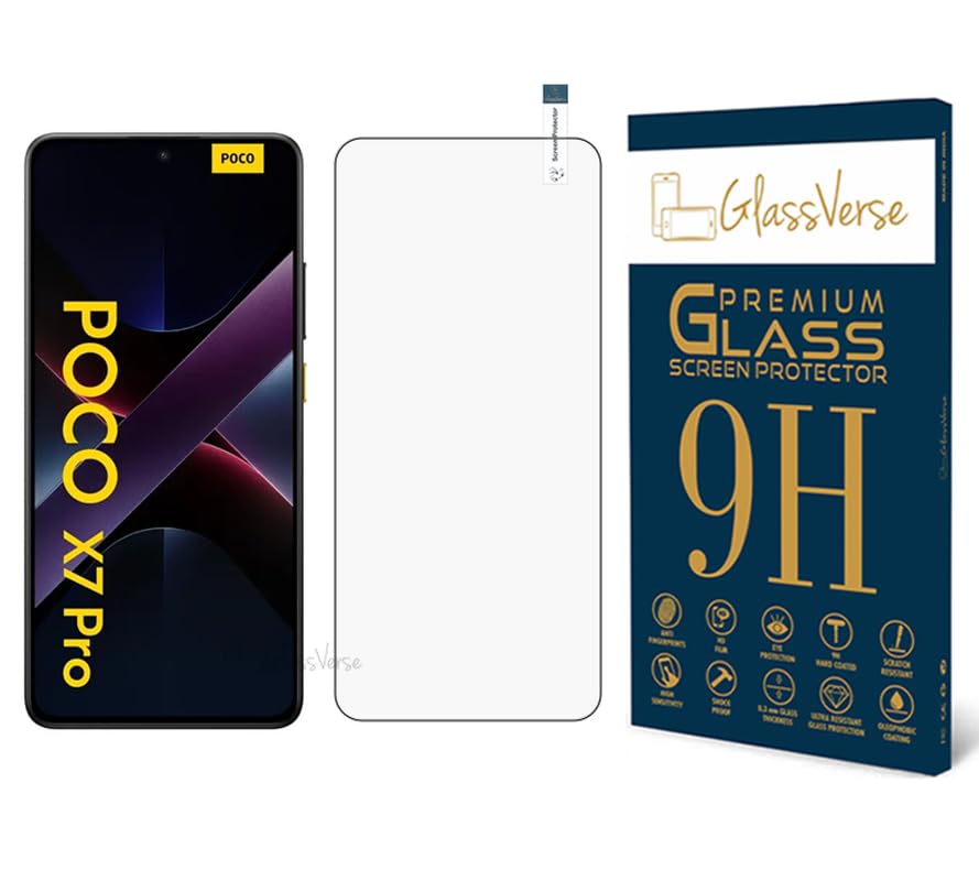GlassVerse® 9H Tempered Glass For Poco X7 Pro (PACK OF 1) with Free Installation Kit Full screen Coverage - 6.67 inch