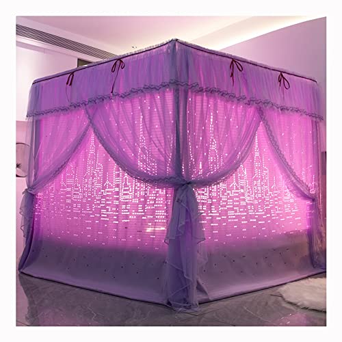 Moustiquaire pour lit double, rideau de chambre romantique avec support en métal, design élégant pour plus d'intimité et de protection