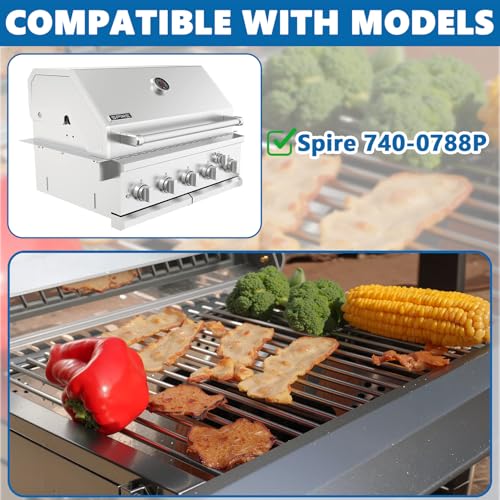 Image of SafBbcue Replacement Kit for Spire Premium 5 Burner 740-0788P, Parts for Spire Premium Grill Accessories, Cooking Grates & Heat Plates Kit for Spire 740-0788P Grill, Stainless Steel