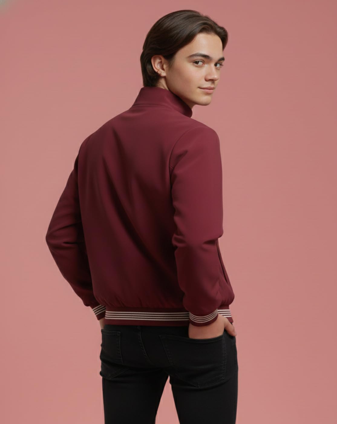 PERFECT PRODUCTIONS Boys Solid Maroon Jacket | Kids Lightweight Zip-Up Jacket | Casual Winter Wear for Boys 1