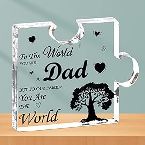 Dad Gifts from Daughter Son, Acrylic Plaque Gifts for Dad, Dad Plaque Gifts Puzzle Shaped, Dad Birthday Gifts, Dad Presents for Fathers Day Christmas Daddy Gifts Dad Thank You Gifts