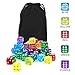 50 of Pack 14MM 6 Sided Dice Set Translucent Colors Dice, with Black Pouch for Board Game