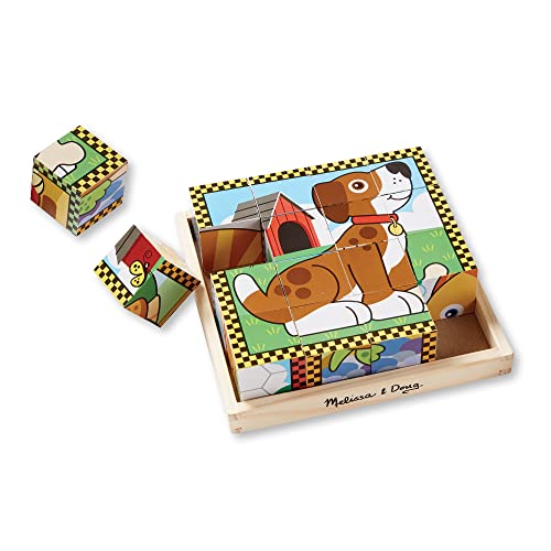 Melissa & Doug Pets Wooden Cube Puzzle With Storage Tray (16 Pcs) #TOP6