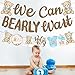 CANDY CHEF We Can Bearly Wait Banners Bear Baby Shower Banner Teddy Bear Baby Shower Decorations 3PCS We Can Bearly Wait Baby shower Decorations for Boy Bear Birthday Party Supplies, Blue