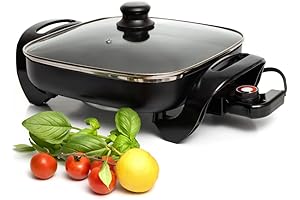 Moss & Stone 12 Inch Electric Skillet with Lid: Reliable and Convenient Cooking