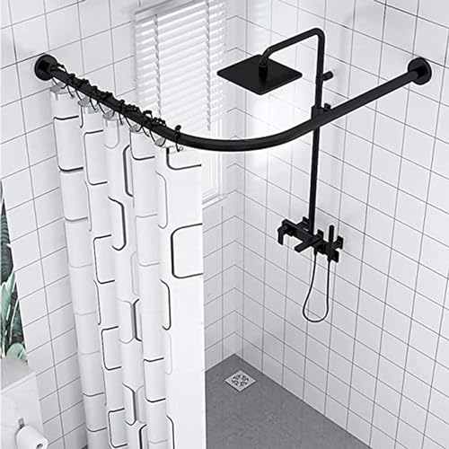 Tringle à rideau de douche en L courbe noire pour transformer votre baignoire en oasis de bien-être - 2