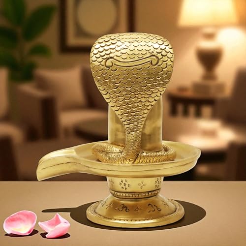 Image of SHANTI Brass Shivling for Home Puja, Shiva Lingam for Temple, Office Desk, Gift & Decor (SL3408)