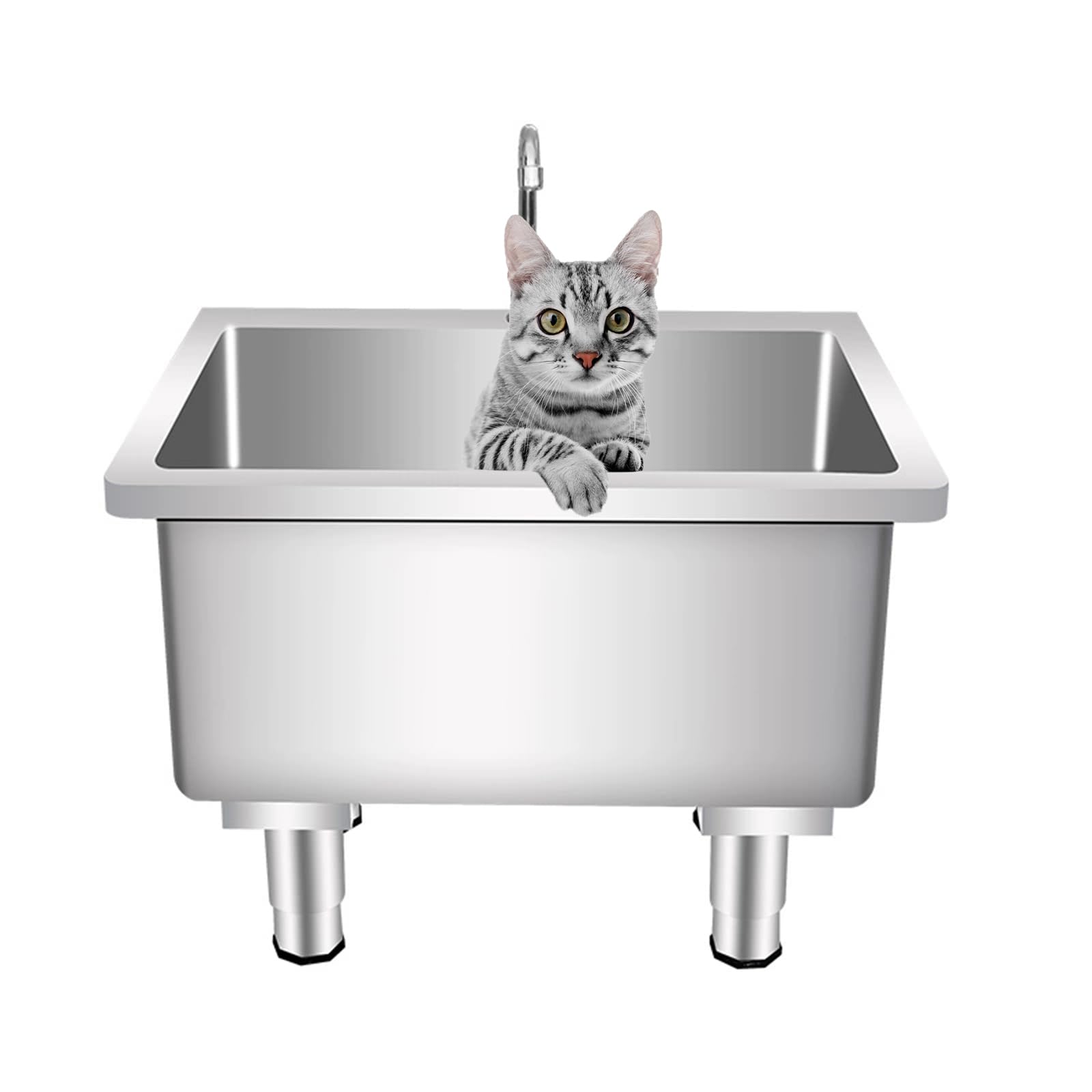 Vasca per la toelettatura degli Animali Domestici in Acciaio Inox, Adatta a Mamme e Animali di Piccola Taglia, bacinella per Il Bagno dei Cani in casa (60 cm/23,6 Pollici).