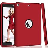 iPad 5th/6th Generation Case, iPad 9.7 2018/2017 Case, Hocase High-Impact Shock Absorbent Dual Layer Silicone+Hard PC Bumper Protective Case for iPad A1893/A1954/A1822/A1823 - Red / Black