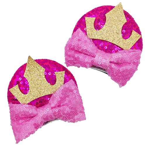 Barrettes cheveux souris à nœud brillant et couronne pour femme