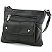 SBR Designs Women's Leather Cross Body Organizer Bag Black