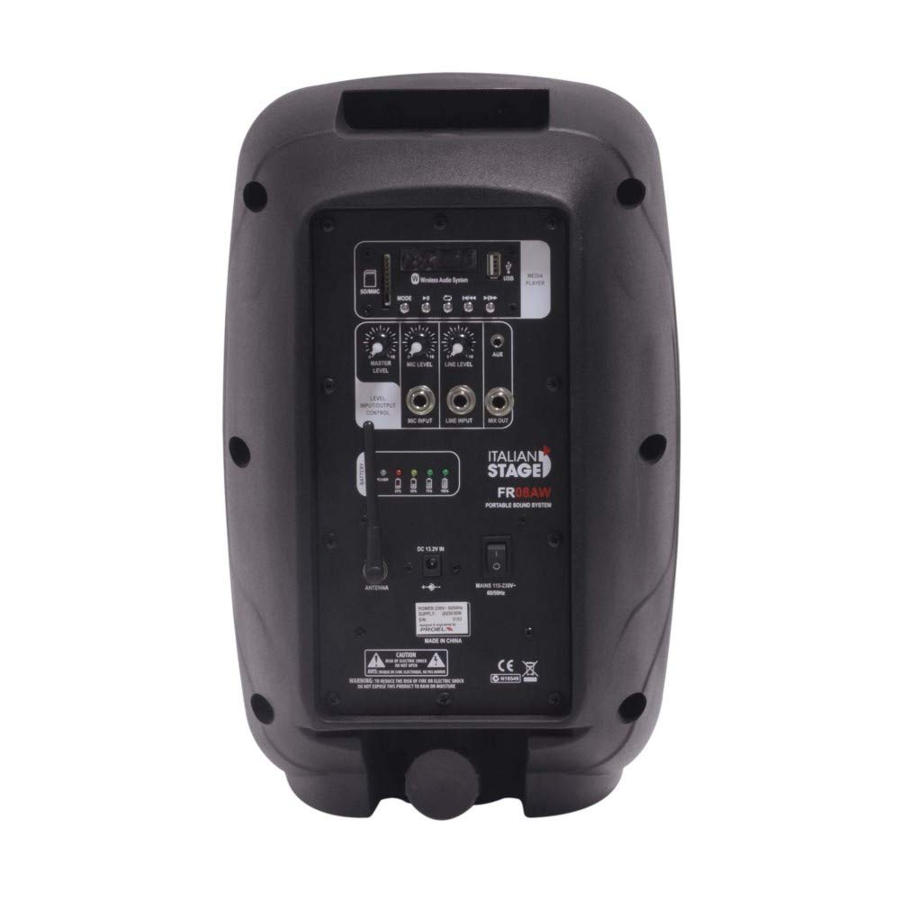 Italian Stage FR08AW by Proel - Diffusore portatile amplificato a batteria, con mp3 player, sd card, usb e bluetooth. (FR08AW)