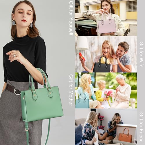 Image of CHICAROUSAL Crossbody Purses and Handbags for Women PU Leather Tote Top Handle Satchel Shoulder Bags (Grey Mint green)