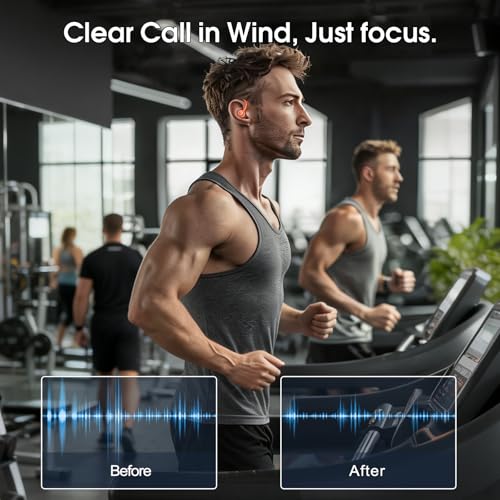 Image of Wireless Earbuds Bluetooth 5.3 Headphones Sports, 48H Earphone with ENC Mic, Stereo Deep Bass Bluetooth Earbud with Secure Earhooks, LED Display, IP7 Waterproof Over Ear Bud for Running Pumpkin Orange