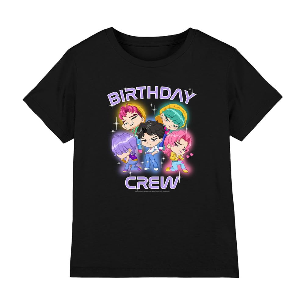 KPOP Demon Hunters KPOP Demon Hunters Saja Boys Birthday Crew Group Kids T Shirt, Black Camisa Unisex niños (Pack de 1)