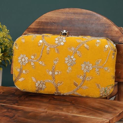 Image of LONGING TO BUY Hand Crafted Designer Box Clutch - Zari Embroidery For Women