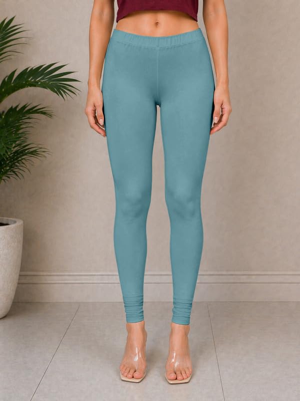 Image of TRENDMALLS Women's Microfiber Elastane Stretch Soft Churidar Length Leggings with Ultrasoft Waistband