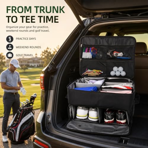 2 Layer Golf Trunk Organiser for 2 Pair Shoes,Golf Gifts for Men - Image 2