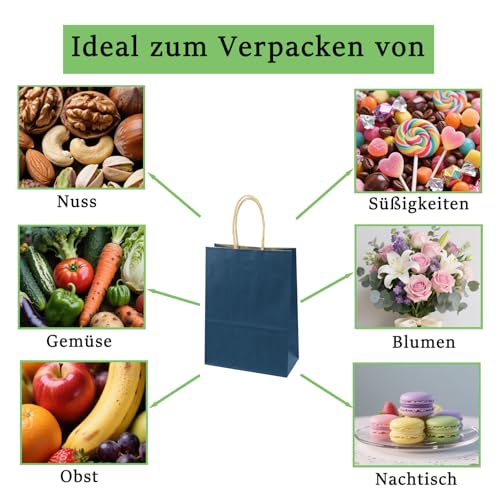 24stk Bunte Papiertüten mit Henkel - 21 x 15 x 8 cm, Bunte Kraftpapier Partytüten, 12 Farben kleine Geschenktüte, Geschenktüten, Kraftpapiertüte, DIY Adventskalender