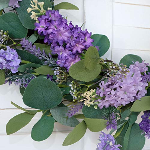 Idyllic 18"Artificial Flower Eucalyptus Leaves Wreath Rustic Farmhouse Decorative Floral Wreath For Front Door Window Wedding Spring thumb #7