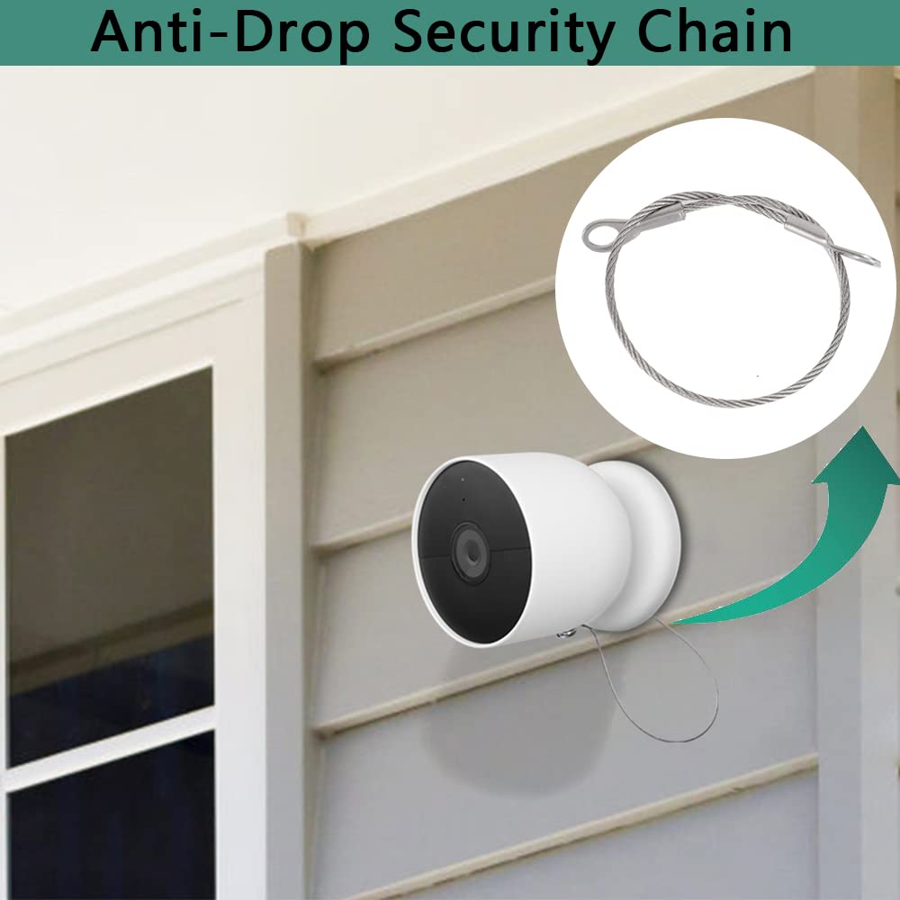 Anti Theft Security Chain Anti Drop Mount Compatible with Google Nest Cam Outdoor(Battery) Camera, 4 Pack (Cam Not Included)