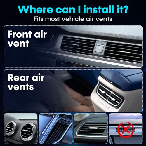 Compact Car Air Purifier- Easy Install Portable Filter-Free Odor Eliminator for Smoke, Pet Odors and VOCs, Silent Operation, Universal Vent Clip for Car by Yakry