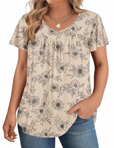 IN'VOLAND Plus Size Summer Tops for Women Flutter...