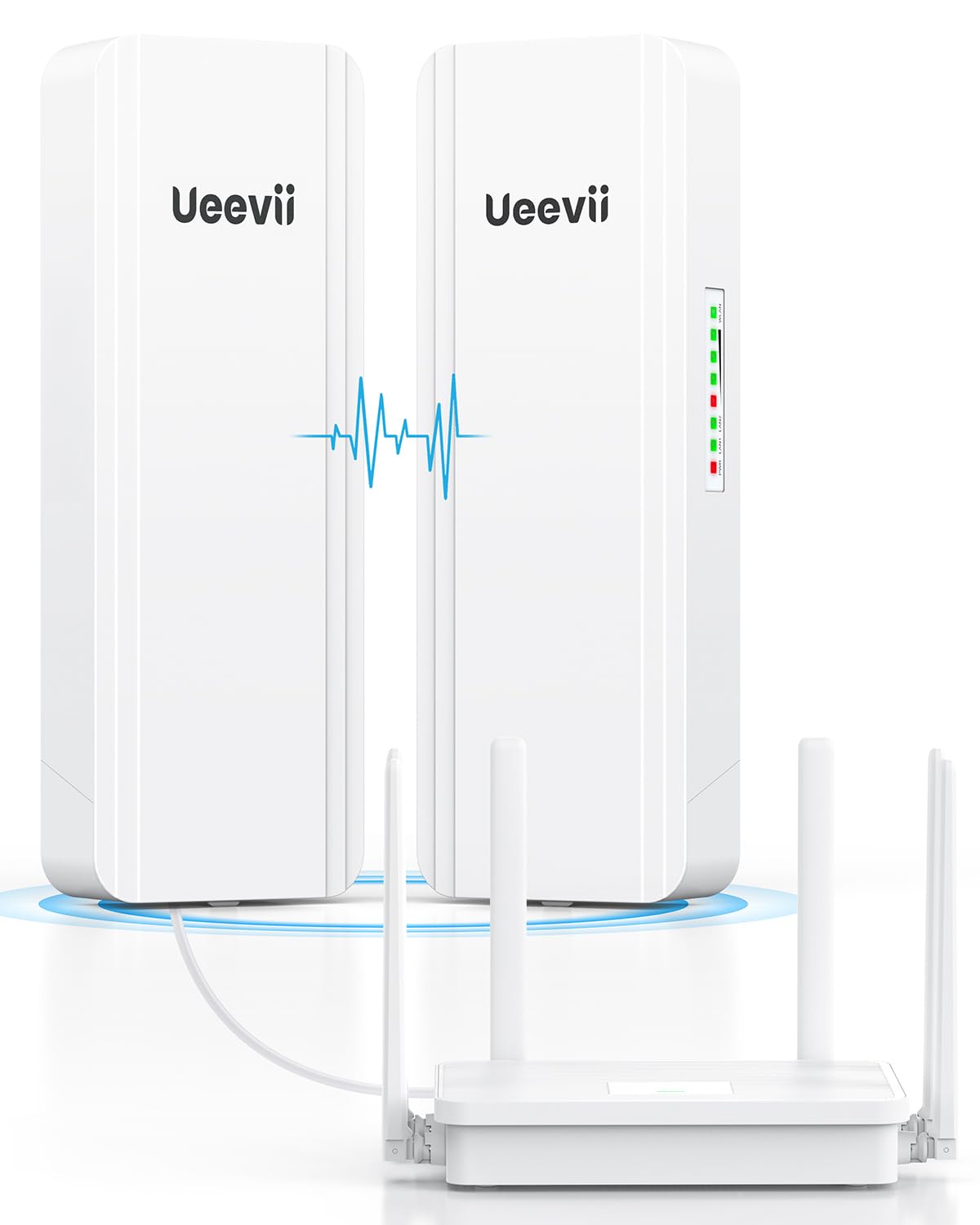 UeeVii Dual-Band Wireless Bridge Router: 2.4G 5.8G WiFi Bridge and WiFi Router Kit, Point-to-Point Wireless Transmission Network to Barn Shop (CPE5824WR)