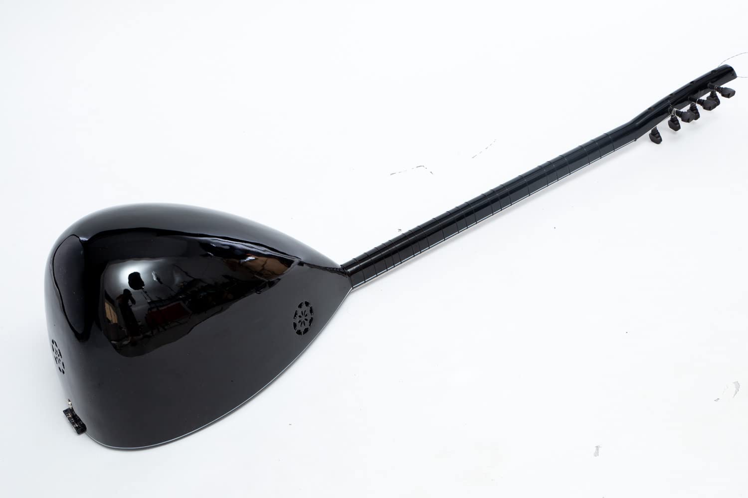 Black Long Neck Saz with Built-in Pickup, Hand Made Quality Turkish Instrument - Image 7