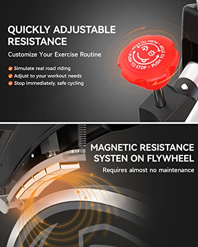 Pooboo Magnetic Resistance Indoor Cycling Bike, Belt Drive Indoor Exercise Bike Stationary Lcd Monitor With Ipad Mount ＆Comfortable Seat Cushion For Home Cardio Workout Cycle Bike Training Upgraded Version #TOP3