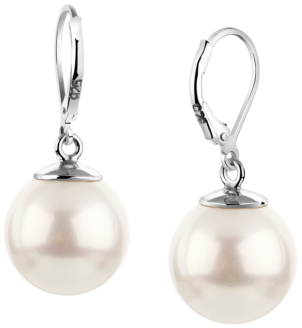 Nenalina 722172-042 - Orecchini da donna a spirale con perle da 10 mm, superficie lucida, in argento