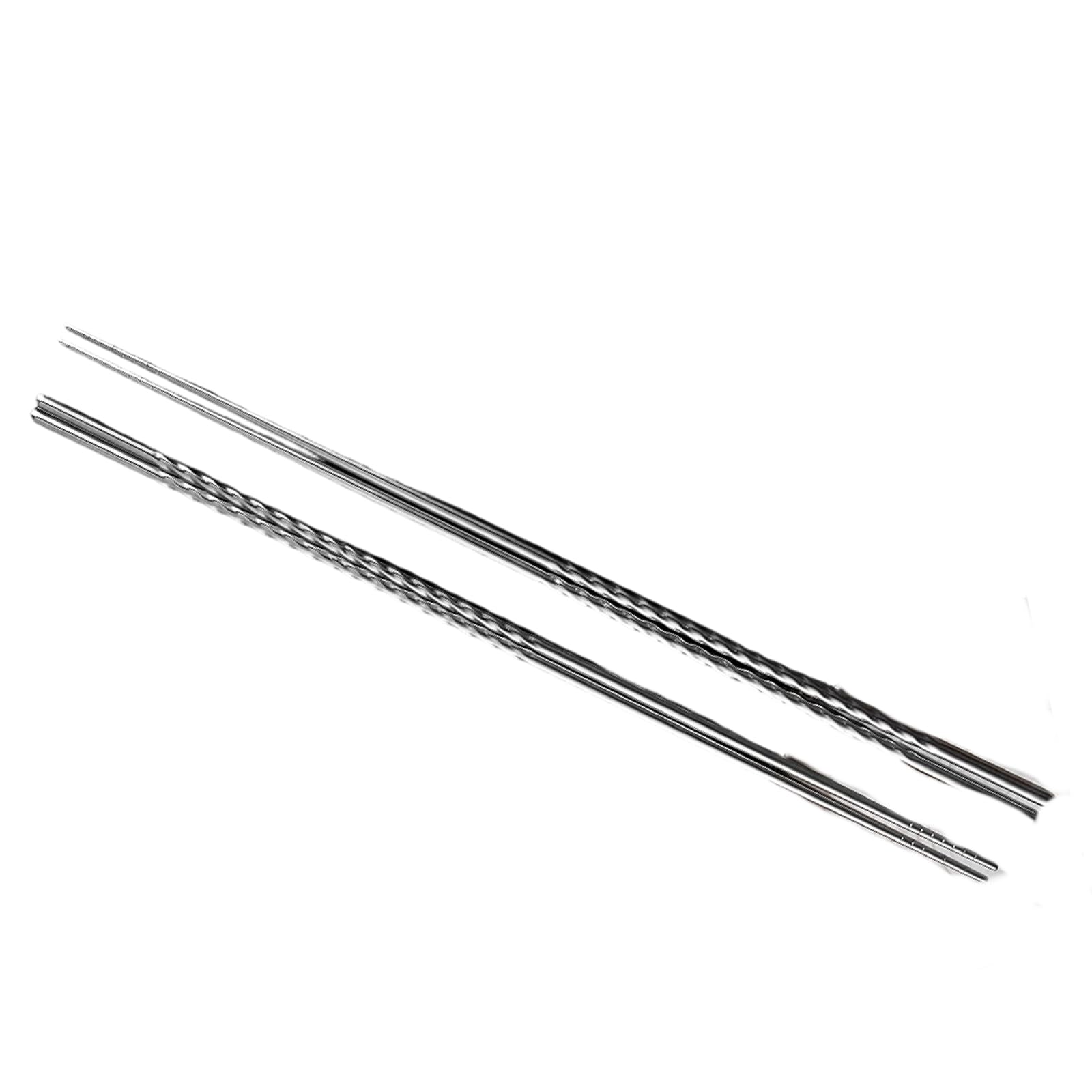 MALSSE 2 Pairs Practical Stainless Steel Long Chopsticks with Nonslip Threaded Cooking Utensils Ideal for Kitchen Use Cooking Chopsticks
