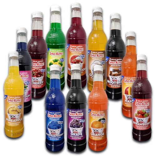 Sno-Cone Syrup - Assorted 12 Flavors Variety Pack - 25.4 Fl Oz (750ml) ea by Conscious Seasonings - For Snow Cones, Shaved Ice, and Other Desserts