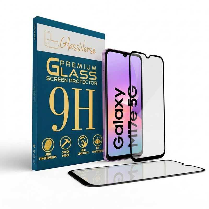 Image of GlassVerse Toughened Oleophobic Tempered Glass For Samsung Galaxy M17e 5G (Pack Of 2) with Free Installation Kit. Full screen Coverage - 6.7 inch
