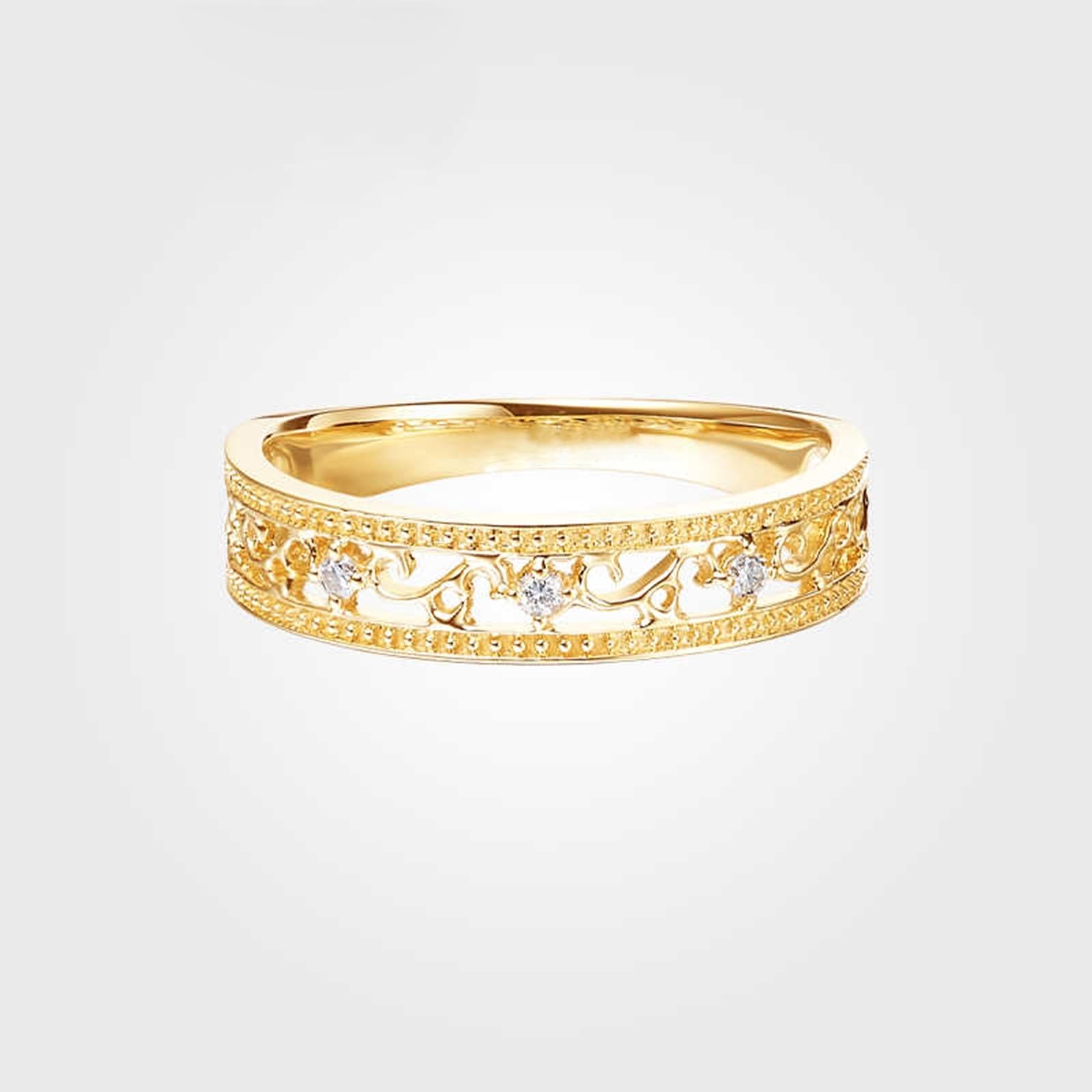 Anillo de boda para mujer, oro auténtico, con diamante de 0,03 quilates, 4,3 mm, anillo de boda para mujer