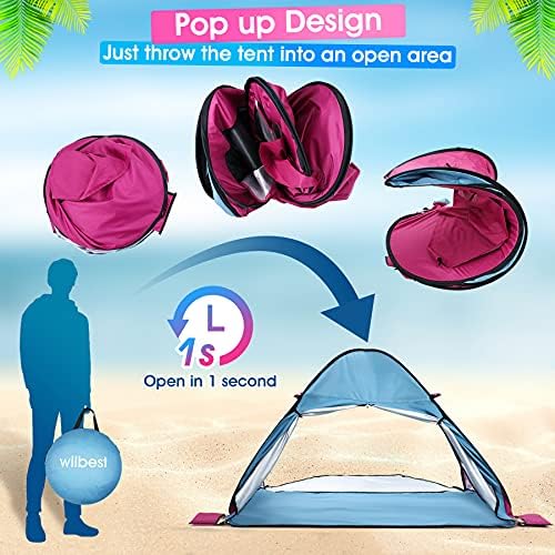 WONSEFOO Portable Pop Up Beach Tent - Instant Automatic, UV 50+ Protection, Lightweight, Sun Shelter, Waterproof Windproof, Perfect For Children Family Outdoor Picnic Camping Garden Fishing Traveling