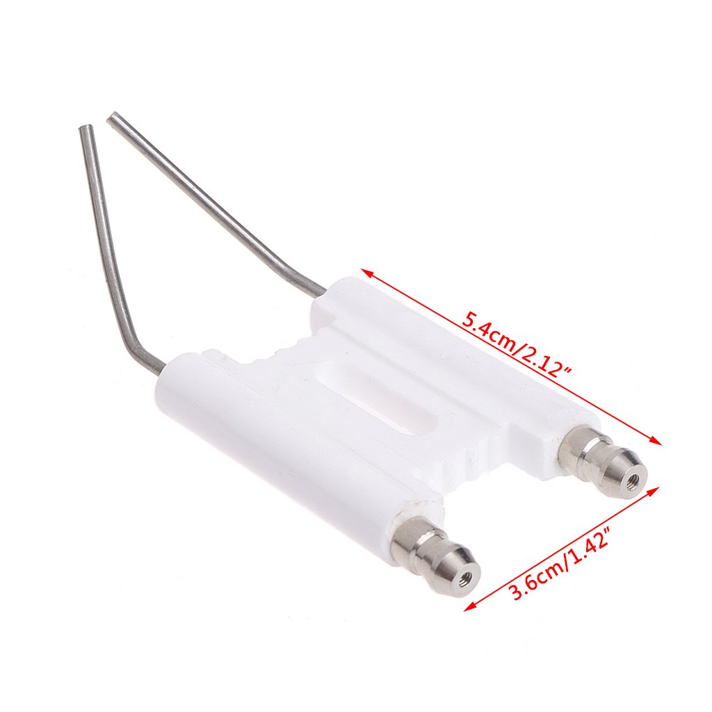 Electrodo de Encendido de Chispa de cerámica de Doble Varilla, máquina de combustión, Estufa de Gas y Combustible, electrodo de Encendido, Blanco + Plata