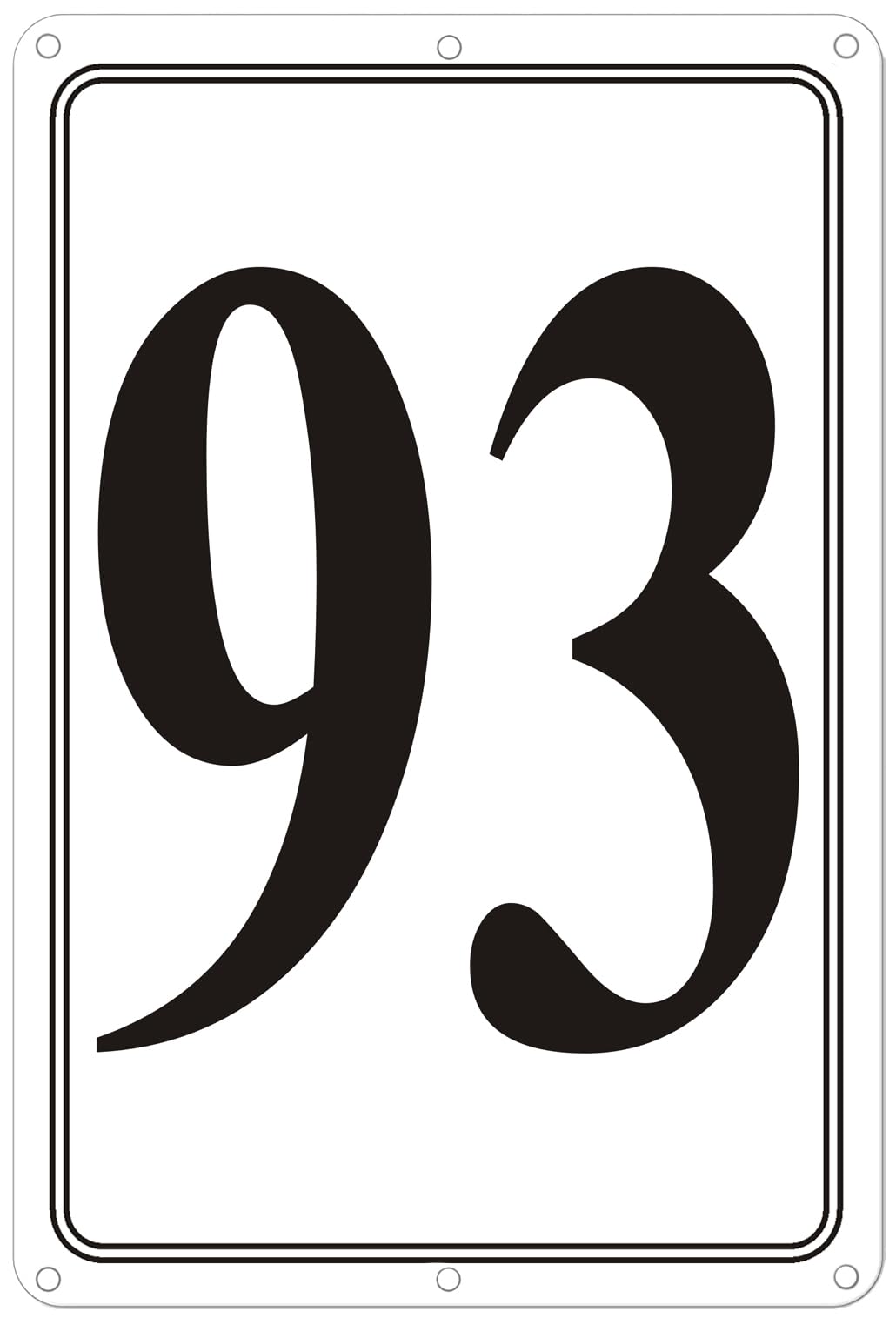 Premium Aluminum Number Signs 93, Metal 12" X 8" Numbered Signs Outdoor for Parking Lots, Floor, Dock, Court, Aisle, Field, High Visibility, No Fade, Weather-resistant