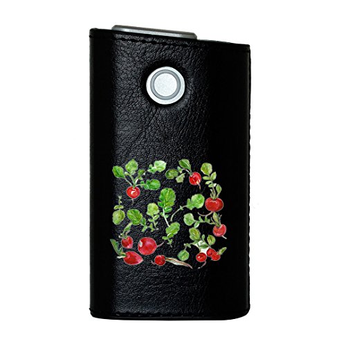 glo グロー グロウ 専用 レザーケース レザーカバー タバコ ケース カバー 合皮 ハードケース カバー 収納 デザイン 革 皮 BLACK ブラック 食べ物 水彩 赤 緑 009635