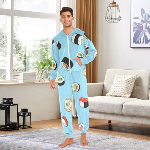 Ropa de dormir de sushi divertida con capucha pijama de invierno para sofá 4