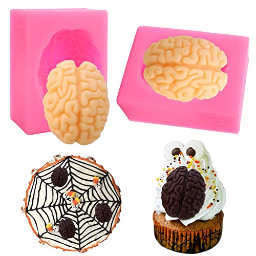 human jelly brain - JOGILBOY 2 Pieces 3D Human Brain Silicone Mold Body Organ Shape Bloody Heart Shape DIY Silicone Mold Fondant Pudding Jelly Candy Chocolate Dessert Cake Decoration Baking Tool Handmade Soap Maker